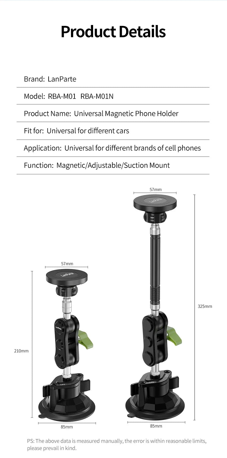 Car Phone Holder Magnetic Mount Strong Sticky Adhesive Suction Cup Dashboard 360 Rotating Anti-Shake for Iphone 16 15 14 13