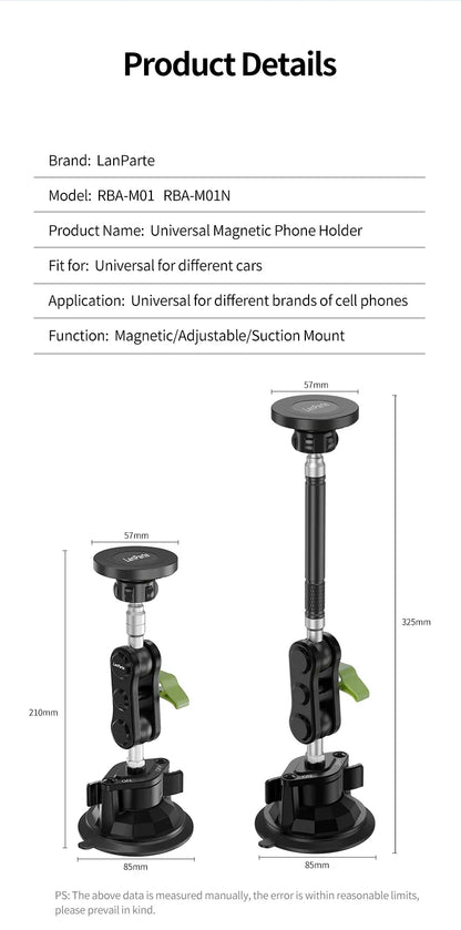 Car Phone Holder Magnetic Mount Strong Sticky Adhesive Suction Cup Dashboard 360 Rotating Anti-Shake for Iphone 16 15 14 13