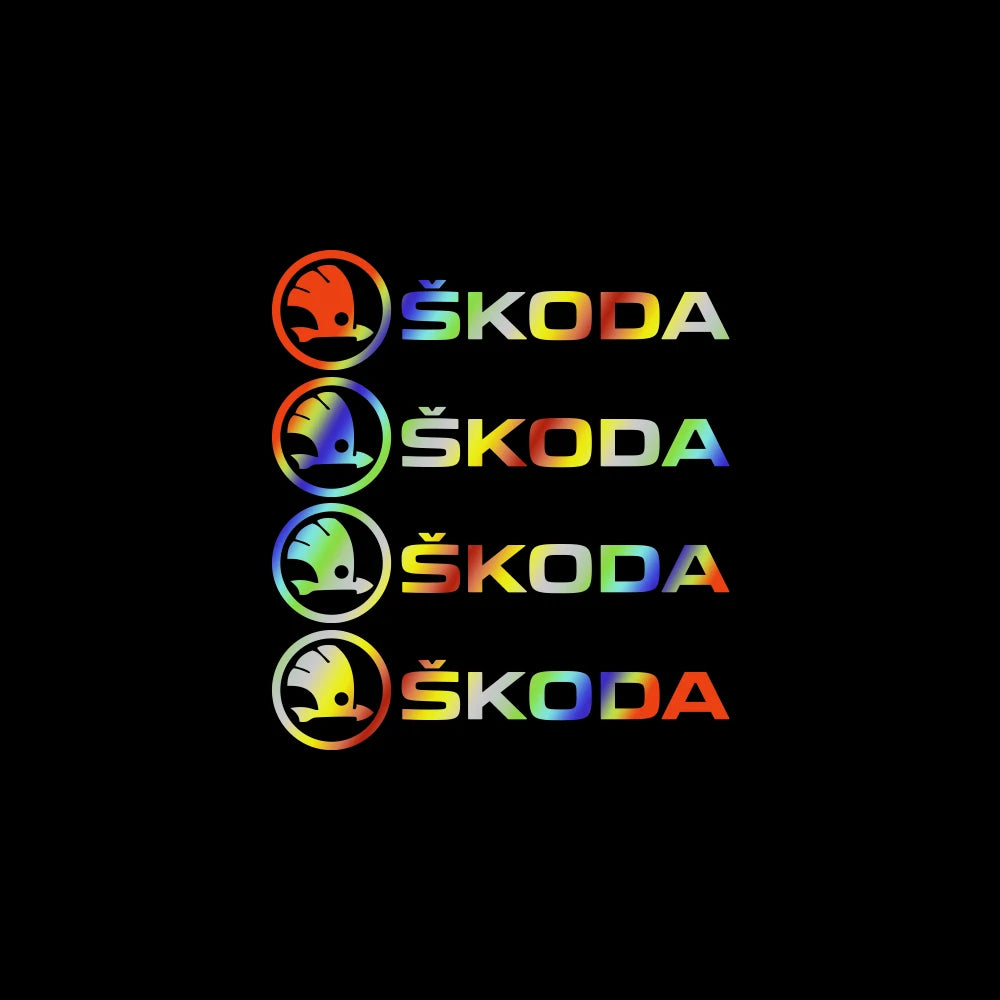 4PCS Car Emblem Exterior Sticker Decal Decoration For Skoda Octavia Rapid Fabia Superb Kodiaq Scala Karoq Kamiq VRS Yeti S VII