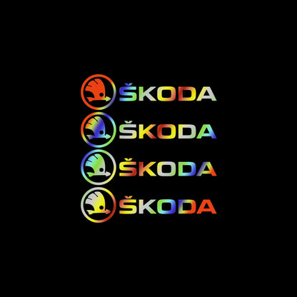 4PCS Car Emblem Exterior Sticker Decal Decoration For Skoda Octavia Rapid Fabia Superb Kodiaq Scala Karoq Kamiq VRS Yeti S VII