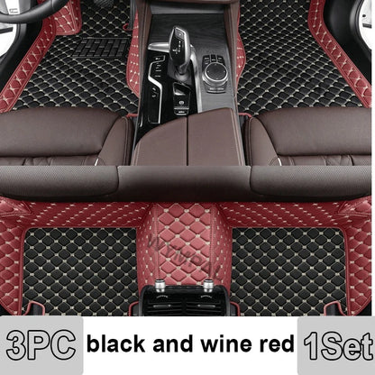 Car Mats Floor For Peugeot 5008 P87 2017~2023 7seat Luxury Leather Mat Car Floor Mats Universal Waterproof Cocho Car Accessories