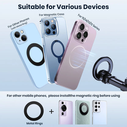 TOPK Magnetic Car Phone Holder for magsafe,N52 Strong Magnet Dashboard Suction Cup Car Phone Holder & Adjustable Telescopic Arm