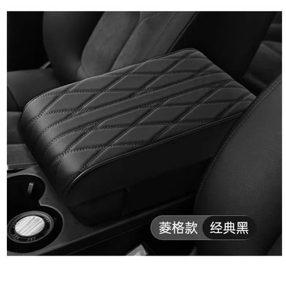 Car Armrest Mat Center Console Arm Rest Protection Cushion Wave Embroider PU Leather Auto Armrests Storage Box Cover Pad