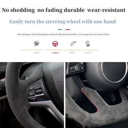 Car Steering Wheel Cover Suede Leather Steering Wrap Cover For Audi A2 8Z A3 8L Sportback A4 B6 Avant A6 C5 A8 D2 TT 8N S3