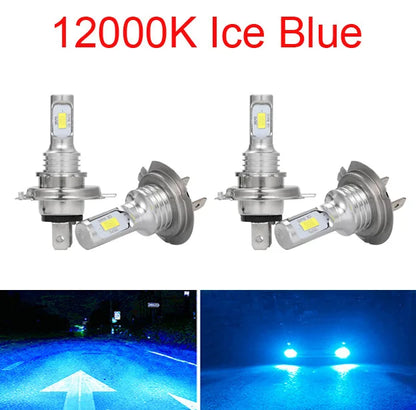 Kit Lâmpada LED H7/H4 4 Peças - Farol Alto/Baixo Branco 6000K, Amarelo 3000K, Azul Gelo 12000K