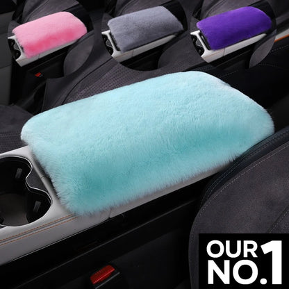 Cute Car Armrest Box Plush Covers Cushion Warm Center Console Arm Cover Pads Stowing Tidying Universal Automobile Interior Decor