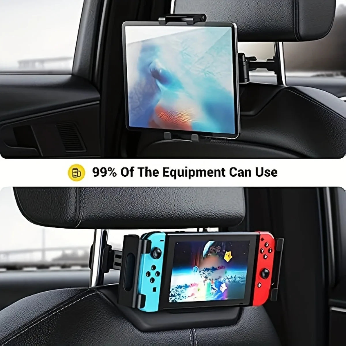Universal Car Headrest Tablet Mount for IPads, and Cell Phones - Hands-Free Entertainment for Backseat Passengers