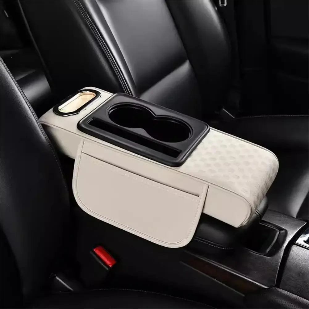 Car Center Console Height Increasing Armrest Cushion Holder with Pad PU Armrest Universal Tissue Box Multifunctional Cup Le V2Y7