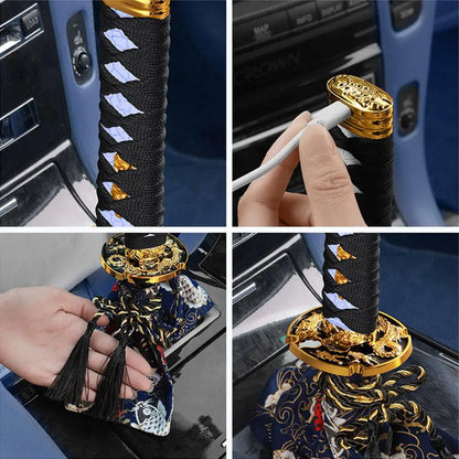 Katana Samurai Sword Shift Knob Shifter With Adapters Manual Transmission Gear Shift knob Warrior Sword Shift Knob Adapter 15mm