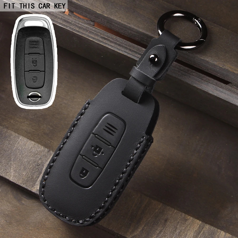 Leather Car Key Case Cover for Nissan Juke 2023 X-trail T33 Qasqhai J12 2022 Ariya Altima Teana2 3 4 5 Buttons