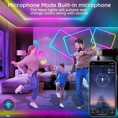 RGB Flexible LED Strip Lights USB Neon Rope Lights Remote App Control Music Sync Color Change Gaming Room Party Decor DIY Design