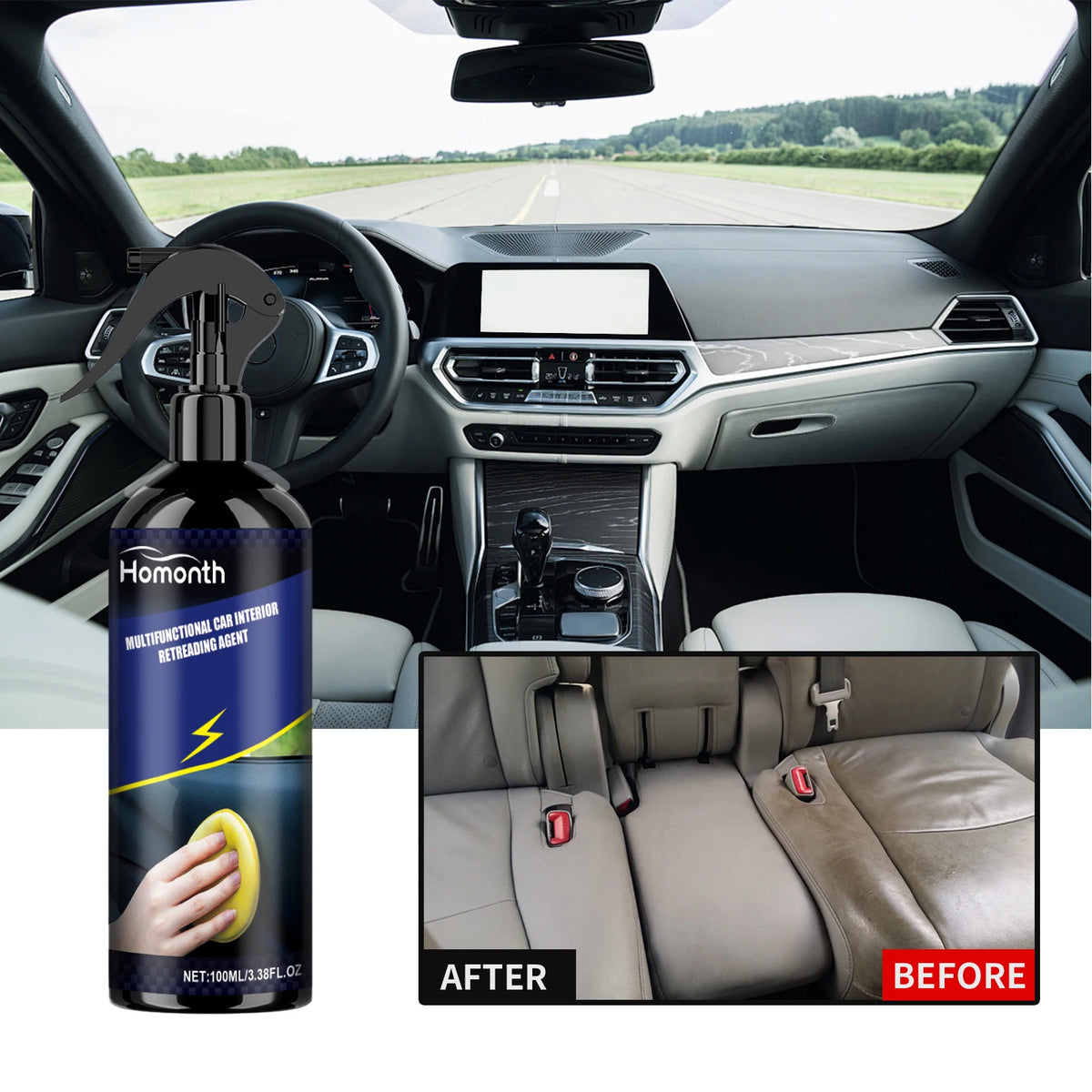 Car Interior Detailer Spray 100ml Multi Purpose Interior Cleaner & Protectant for Dashboard Plastic Trim UV Protection DustProof