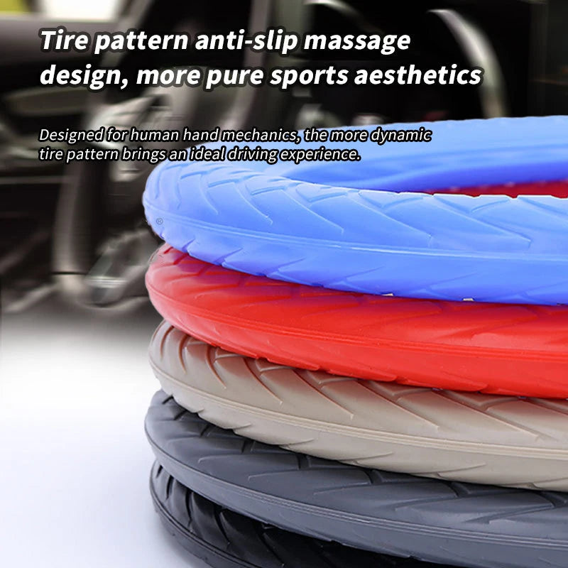 Soft Silicone Steering Wheel Cover Wear-resistant Tire Pattern Car Accessories Auto Protective Decoration Steering Wheel Cover