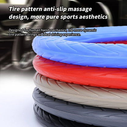 Soft Silicone Steering Wheel Cover Wear-resistant Tire Pattern Car Accessories Auto Protective Decoration Steering Wheel Cover