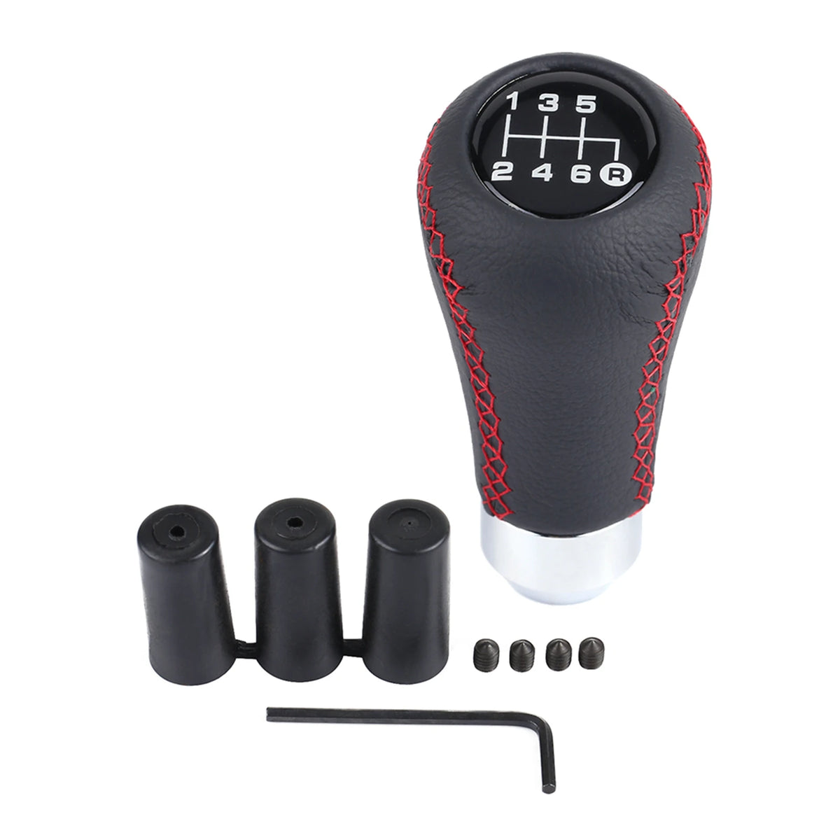 Car Vehicle 6 Speed Gear Shift Knob PU Shifter Stick with 3 Hoses 6 Speed Gear Shift Knob  Gear Shift Knob