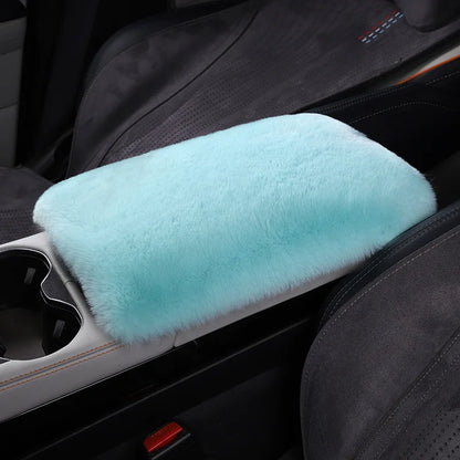 Cute Car Armrest Box Plush Covers Cushion Warm Center Console Arm Cover Pads Stowing Tidying Universal Automobile Interior Decor
