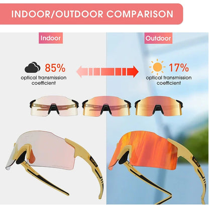 Kapvoe 2026 Photochromic Cycling Sunglasses Rimless Men Running Outdoor Sports Bike Glasses MTB Glasses Eyewear Bicycle Goggles