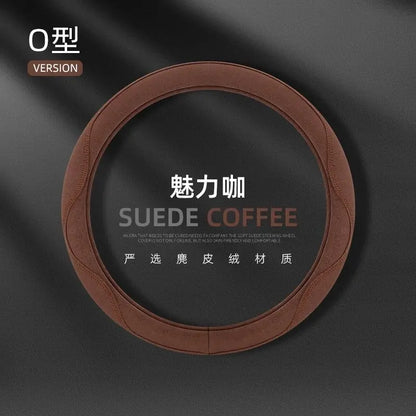 Steering Wheel Cover, Colorful Thread Suede, New Style, Sweat-Absorbent, Non-Slip, Wear-Resistant, Suitable for All Seasons
