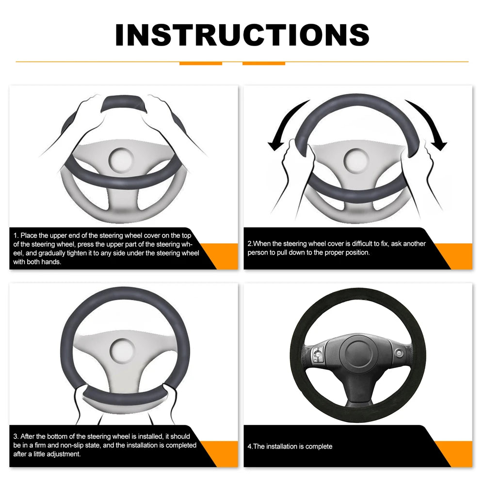 Winter Handle Cover Heated steering Wheel Cover 38cm Universal Warm Suede Car Steering Wheel Cover