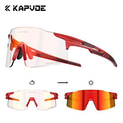 Kapvoe 2026 Photochromic Cycling Sunglasses Rimless Men Running Outdoor Sports Bike Glasses MTB Glasses Eyewear Bicycle Goggles