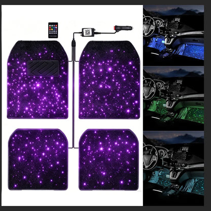 2025 latest illuminated car floor MATS, General Starry Sky car floor MATS, Fiber Starlight car carpet 4-piece set interior modif