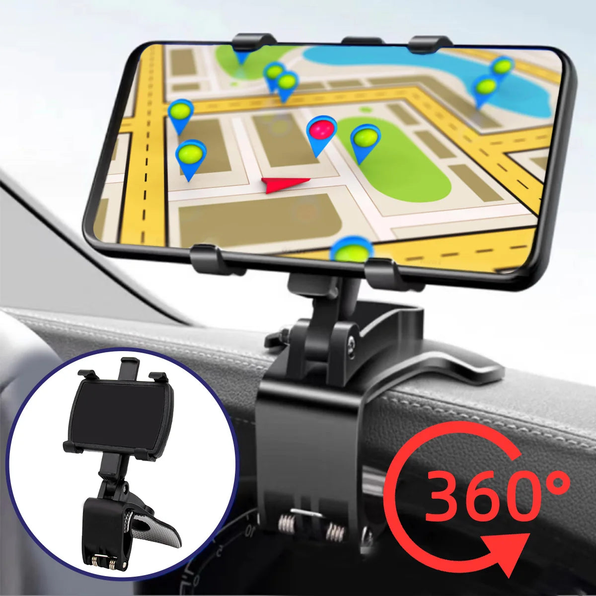 Instrument panel car phone holder ABS phone holder car phone holder 360 degree rotating accessories