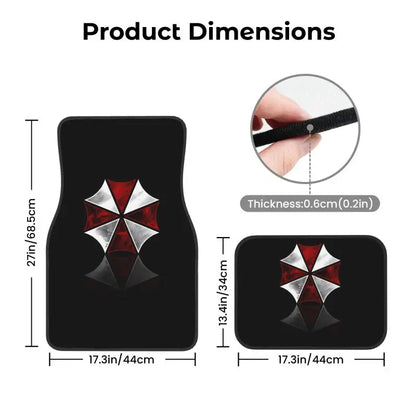 Umbrella Corporation Car Floor Mats of 4 Pieces Anti Slip Front and Rear Foot Mats Universal Car Interior Accessories Decoration