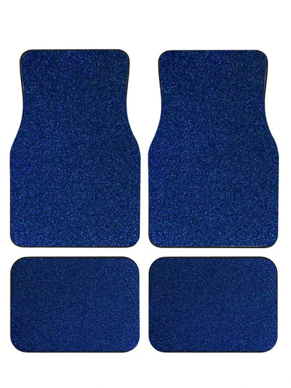 Universal Car Floor Mats Set of 4 Blue Texture Non-Slip Waterproof Auto Carpet Easy Clean Interior Accessory for Sedan SUV