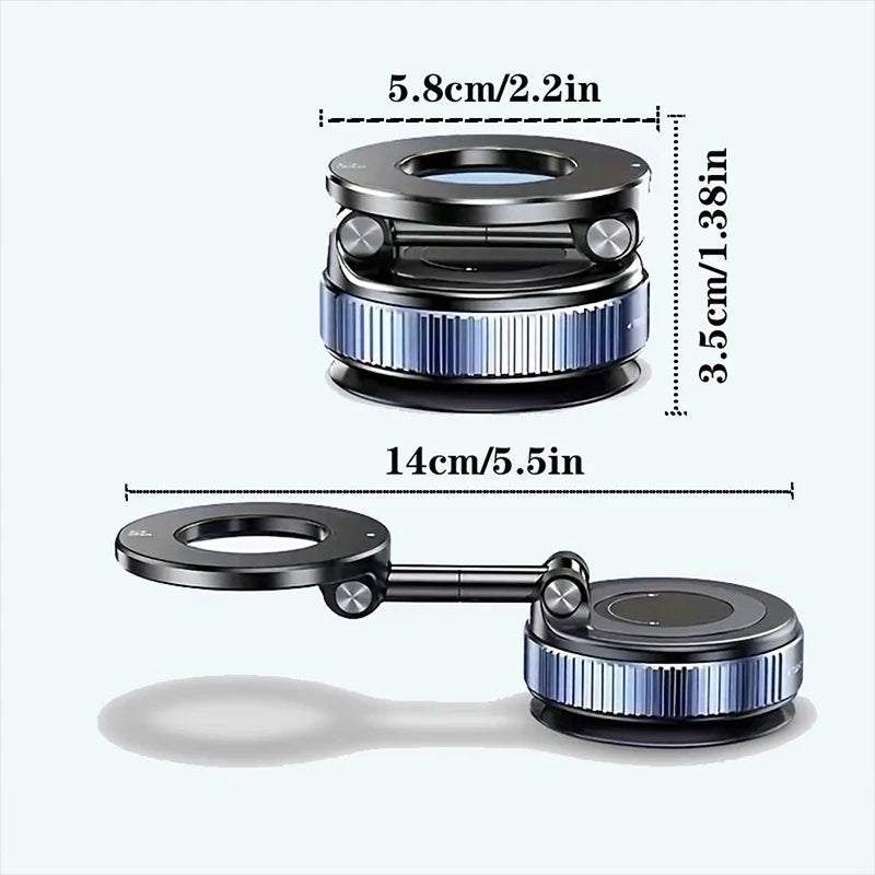 Vacuum Magnetic Car Phone Holder 360 ° Adjustable Suction Cup Holder Magnetic Car Phone Holder Pocket Sized Foldable Car Holder