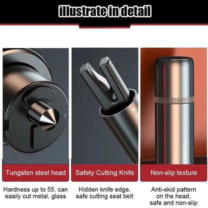 2 In 1 Car Safety Hammer Emergency Glass Breaker Cut The Seat Belt High Hardness Tungsten Steel Rescue Tool Auto Accessories