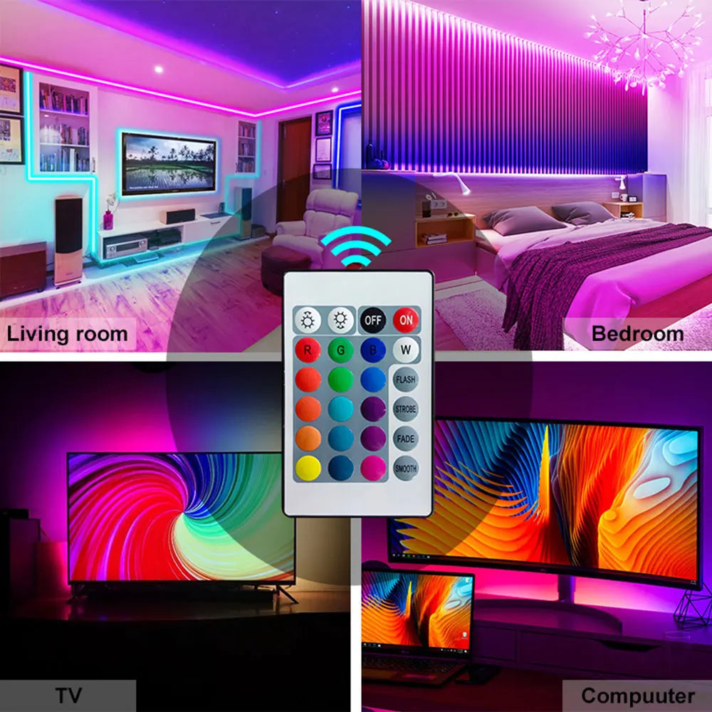 RGB 5050 Led Strip Lights Smart Home TV USB Wall Lamps Ramadan Decoration 2023 Bedroom Closets Aesthetic Room Decor Night Light