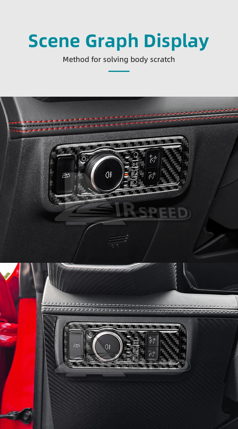 Real Soft Carbon Fiber Sticker For Ford Mustang GT Dark Horse EcoBoost 2024 2025 2026 LHD RHD Car Headlight Switch Interior Trim