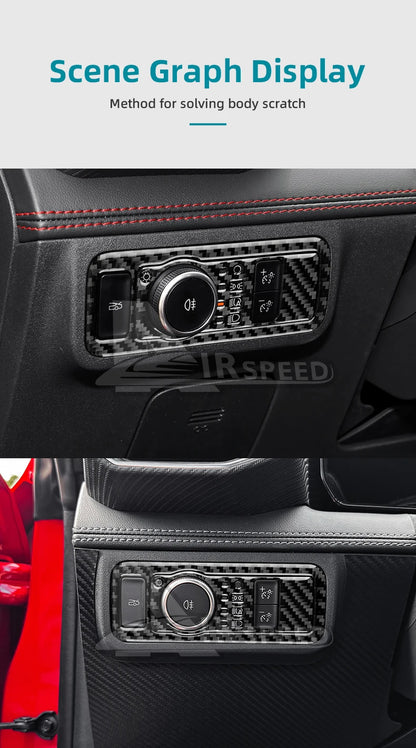 Real Soft Carbon Fiber Sticker For Ford Mustang GT Dark Horse EcoBoost 2024 2025 2026 LHD RHD Car Headlight Switch Interior Trim