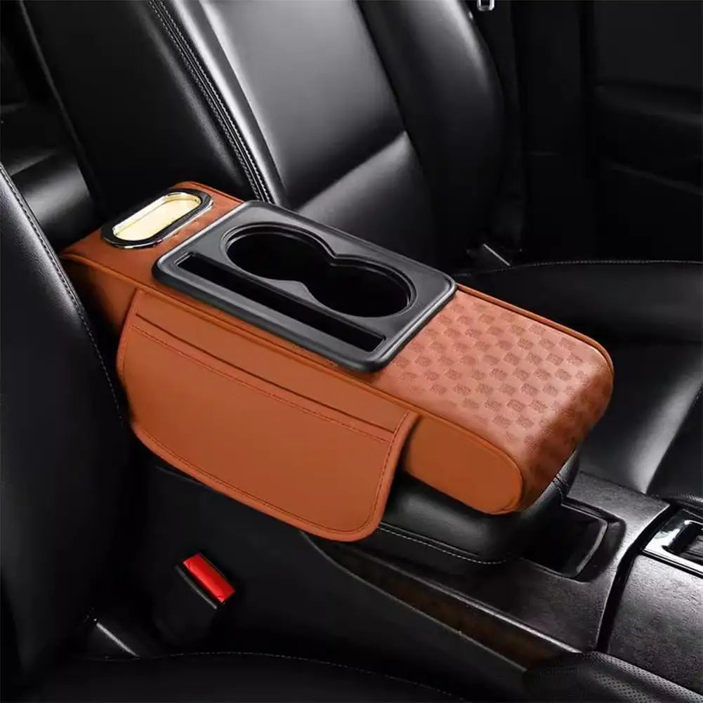 Car Center Console Height Increasing Armrest Cushion Holder with Pad PU Armrest Universal Tissue Box Multifunctional Cup Le V2Y7