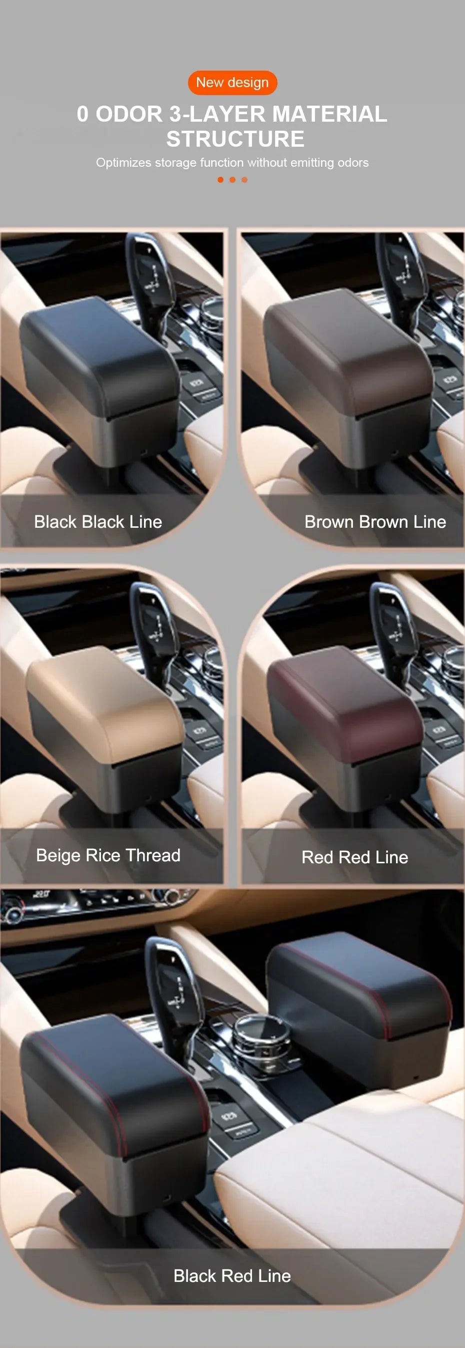 Car Armrest Box Center Console Storage Organizer Liftable Adjustable with Cup Holder Universal Fit Auto Interior Accessories