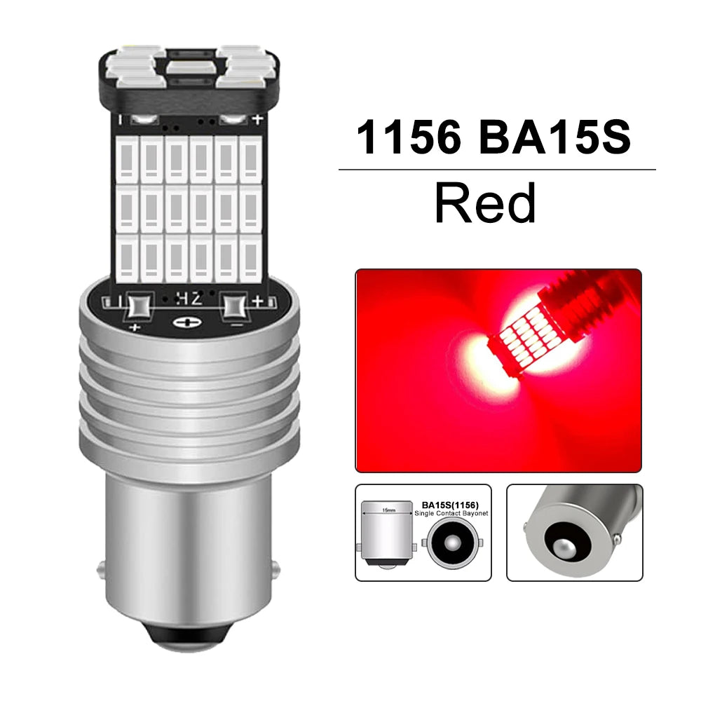 2/4/8 PCS Super Bright 1156 BA15S 1157 BAY15D LED Bulbs 12V 4014-45SMD 6500K White Car Reverse Parking Brake Turn Signal Lights