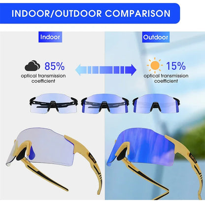 Kapvoe 2026 Photochromic Cycling Sunglasses Rimless Men Running Outdoor Sports Bike Glasses MTB Glasses Eyewear Bicycle Goggles