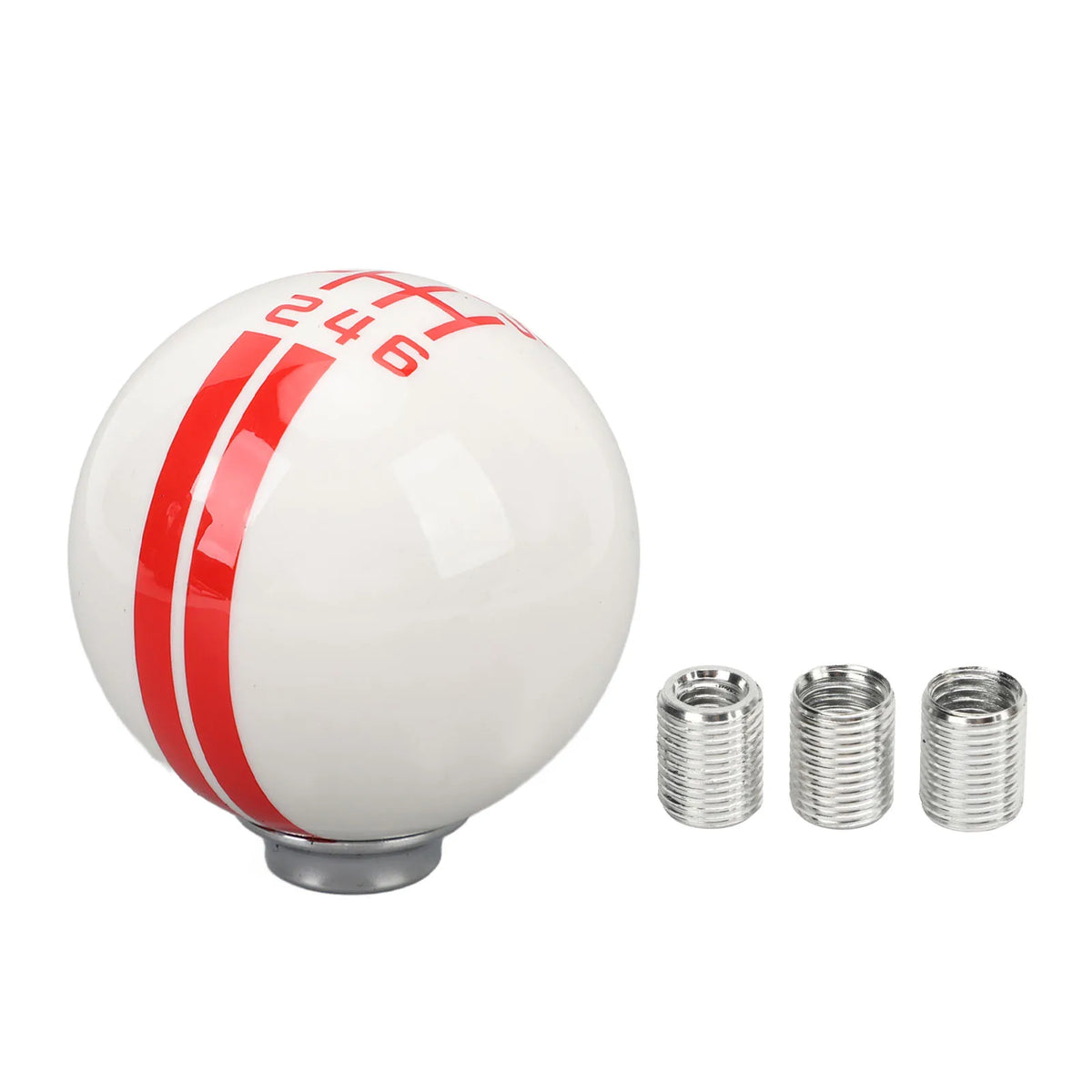 6 Speed Car Racing Gear Shift Knob for Shelby GT500 Style Round Ball Shift Knob with 3 Adapters for Manual Vehicle