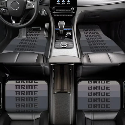 4-Piece Set of Universal Car Floor Mats, Simple Gray Car Floor Mats - English Letter Print Design, Durable Polyester Fiber Material - Easy to Clean, Front and Rear Seat Protection Pads, All-Weather, Comprehensive Protection,