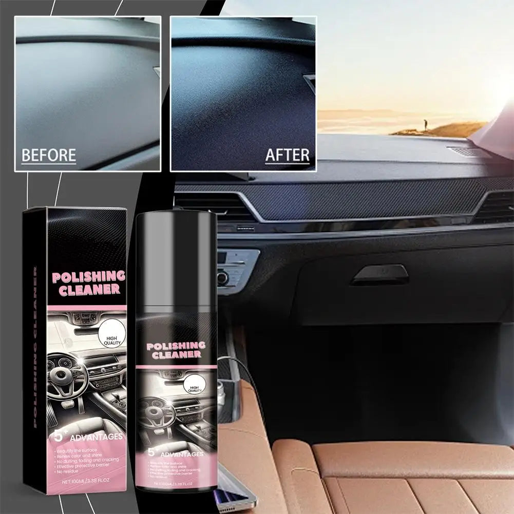 100ml Car Interior Polishing Cleaner Spray, Dashboard & Leather Restorer, UV Protection  Conditioner for Plastic, Vinyl & Rubber