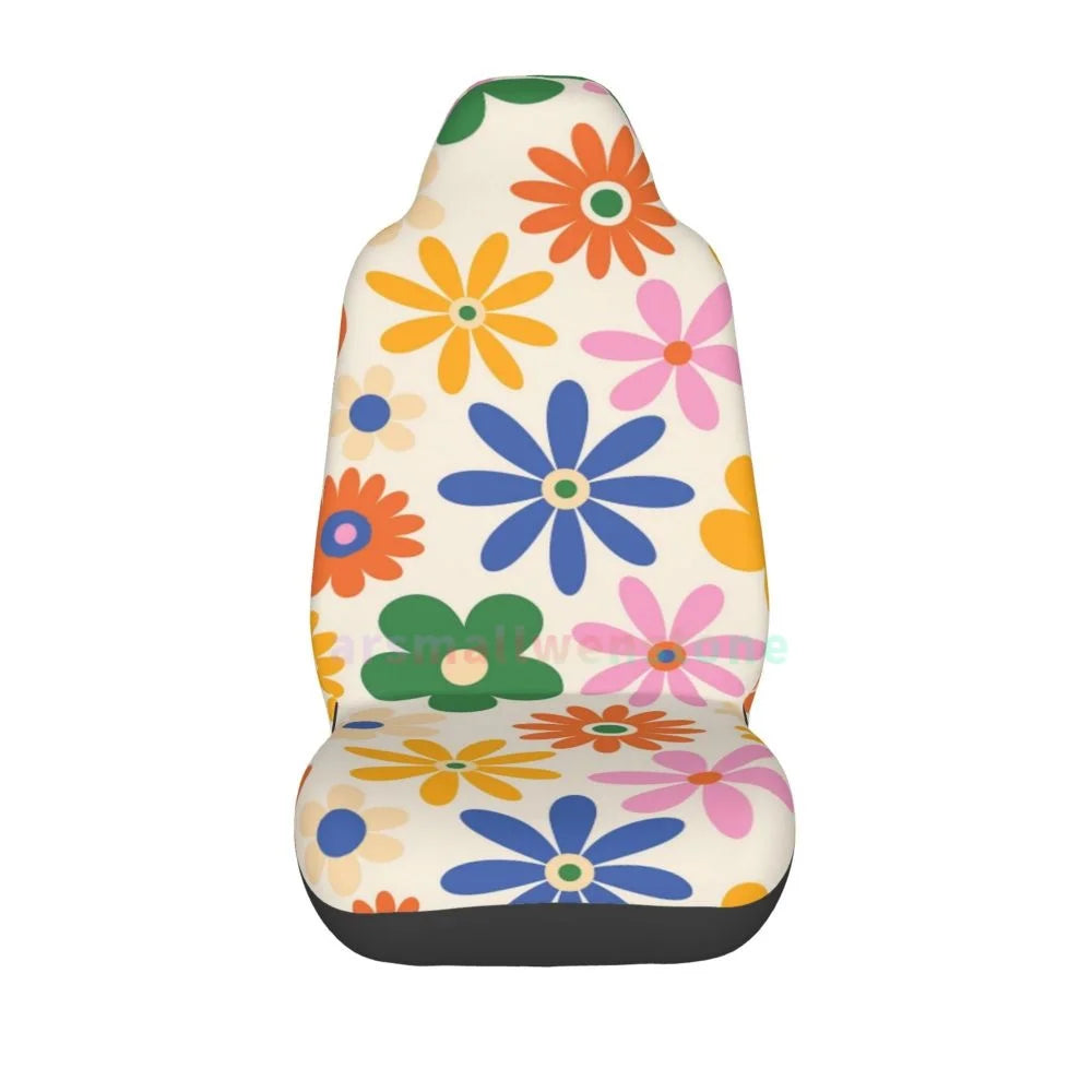 Hippie Flowers Car Seat Cover 2PCS Front Car Seat Cover Seat Anti Fouling Protective Cover Cute Car Accessories