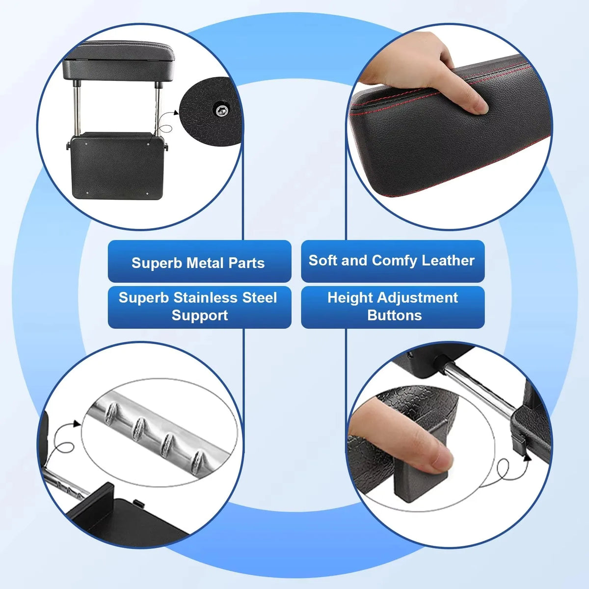Car Armrest Support Elbow Rest Pad Armrest Extender Console Storage Organizer Adjustable Height Comfort Arm Rest Pads Universal