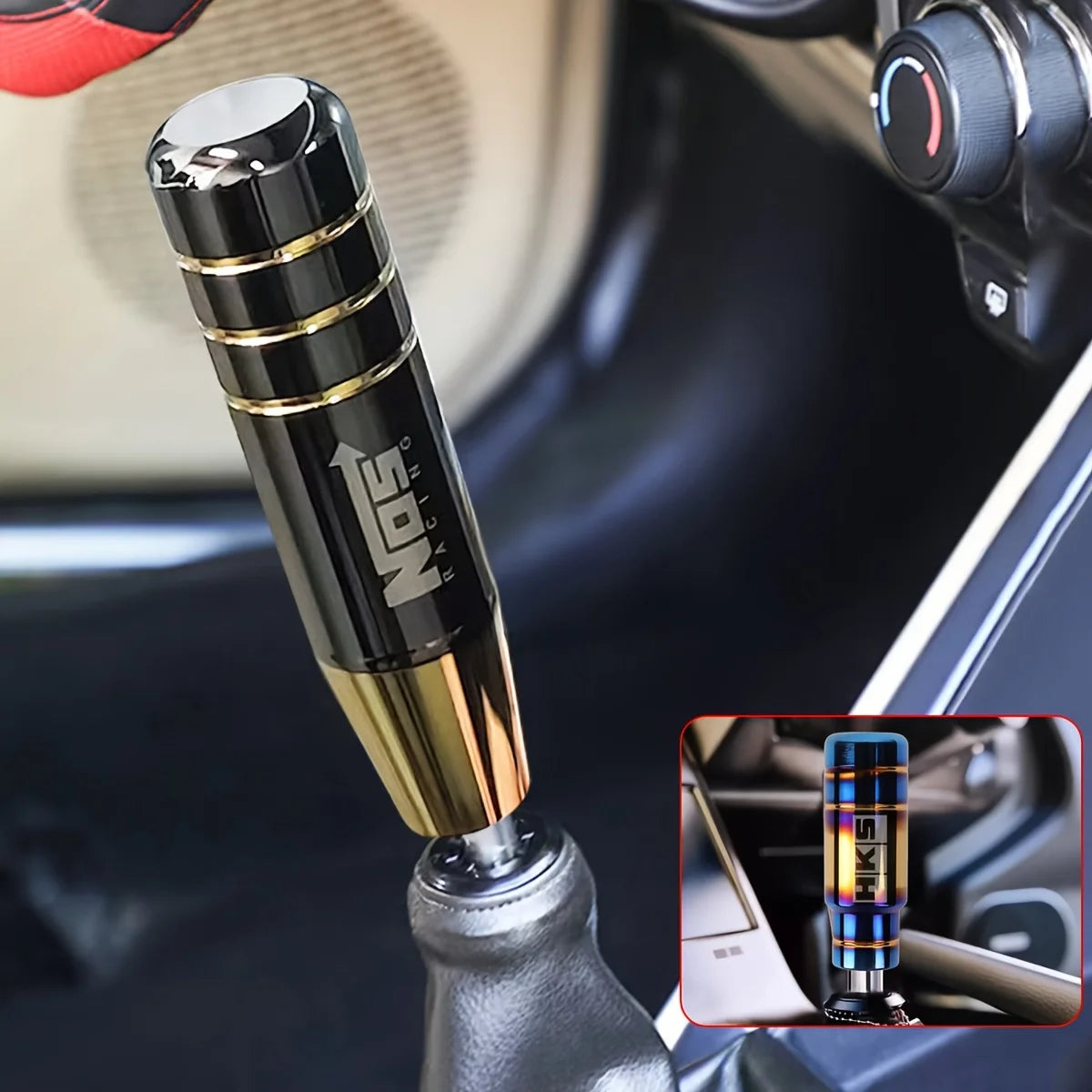 1pc 5.12-inch Aluminum Alloy JDM-style Shift Knob - Suitable for Both Manual and Automatic Transmission Cars. Featuring an Ergon