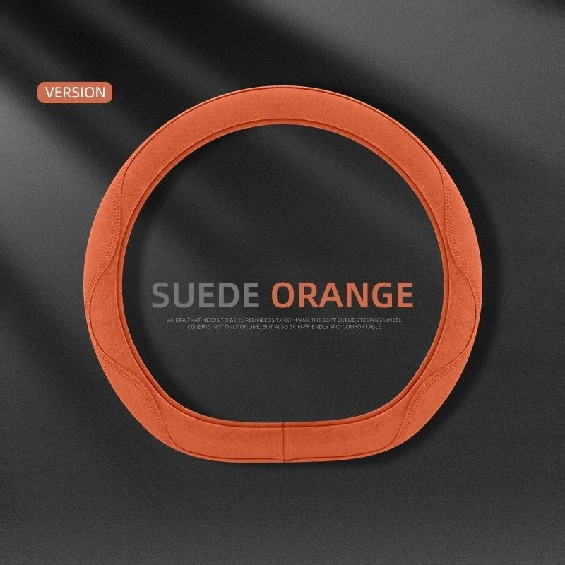 Steering Wheel Cover, Colorful Thread Suede, New Style, Sweat-Absorbent, Non-Slip, Wear-Resistant, Suitable for All Seasons