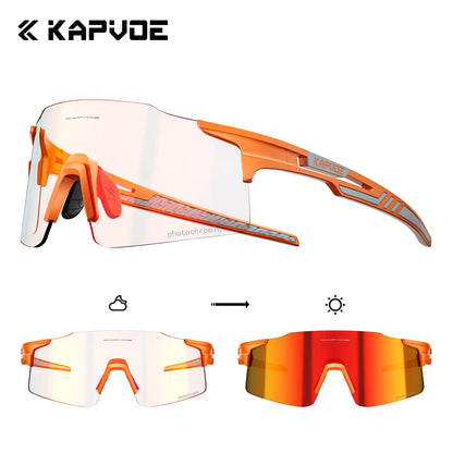 Kapvoe 2026 Photochromic Cycling Sunglasses Rimless Men Running Outdoor Sports Bike Glasses MTB Glasses Eyewear Bicycle Goggles