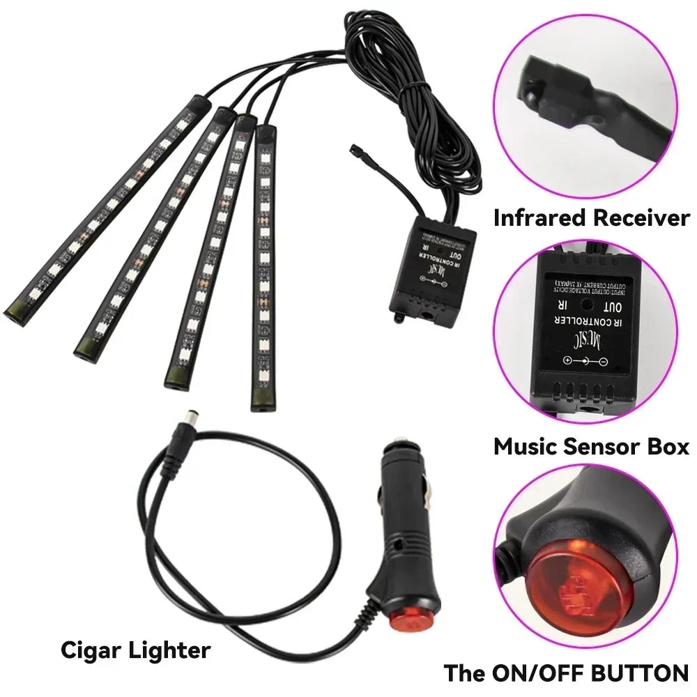 RGB Car Underglow Strip Lights with App Control Waterproof Strip Lights for Cart Boat Decoration LED Exterior Lights Strip DC12V