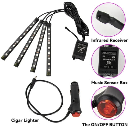 RGB Car Underglow Strip Lights with App Control Waterproof Strip Lights for Cart Boat Decoration LED Exterior Lights Strip DC12V