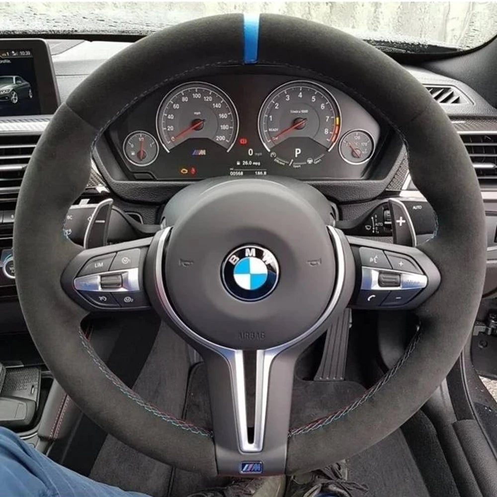 Customized Suede Leather Car Steering Wheel Cover For F87 M2 F80 M3 F82 M4 2 M5 F12 F13 M6 F85 X5 M F86 X6 M F33 F30 M Sport