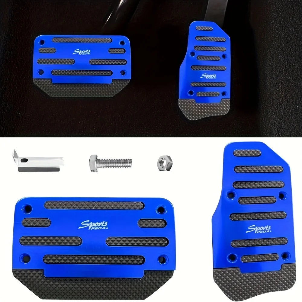 2pc Non-Slip Aluminum Alloy Car Pedal Pads, Automatic Transmission Brake & Gas Pedal Covers Auto SUV ATV Replacement Accessories