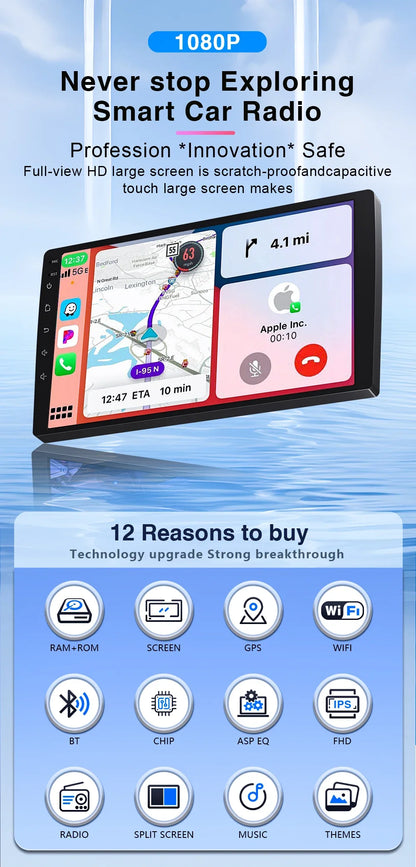 Android 7 "9" 10 "universal 2K Dvd Stereo Car Radio Carplay Auto Bluetooth 4g For Volkswagen Nissan Hyundai Toyota Honda
